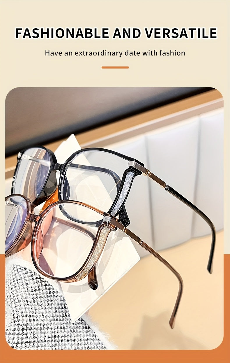VIOLA MAG Women's  Light Blocking Reading Glasses - TR90 Cat-Eye Design with Golden Chain Accents, Full-Rim Oval Frame for Computer & Book Reading, Prescriptions (1. 0X-4. 0X) - Ideal Gift for Seniors & Tech Users, Vision Magnification | Elegant