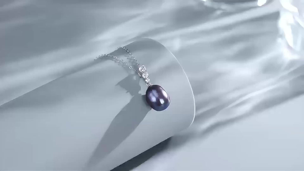 S925 Silver 3.4G, Total Product Weight (8.97G). Sea Salt Cultured Pearl/ Freshwater White Pearl Set Pendant, Pearls 9-10MM