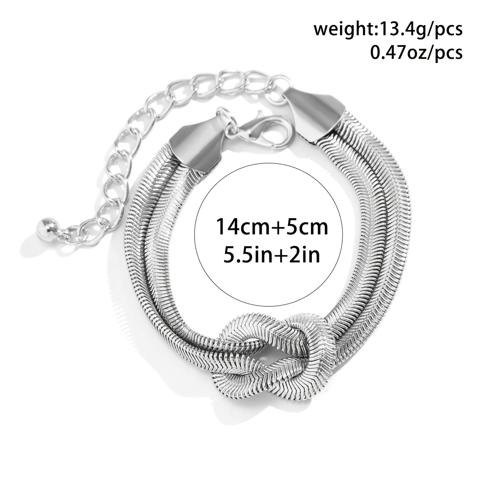1pc Boho Hip Hop Style 925 Sterling Silver Double Layer Serpentine Chain Knot Bracelet for Women, Allergy-Free, Durable Silvery Plating, Perfect for Daily Wear And Holiday Celebrations, Ideal Christmas And Valentine'S Gift