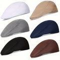 [Breathable Summer Cap] 6pcs Men's Mesh Flat Cap Breathable Summer Newsboy Cap Taxi Driver Flat Top