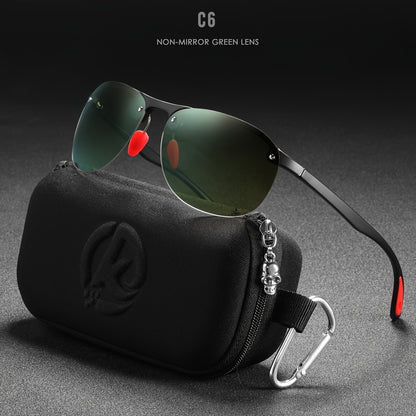Photochromic Polarized Sunglasses Frameless Oval - TR90 Lightweight Auto-Darkening Mirrored UV400 Lens Men Women Driving Cycling with Hard Case