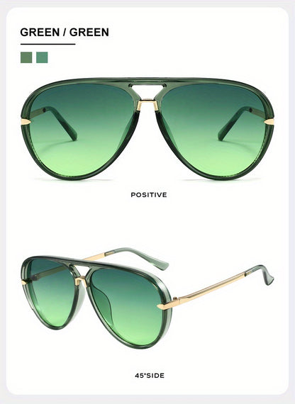Double Bridge Sunglasses for Men Women - Retro Vintage Frame Trendy Unisex Shades with Glasses Case, UV Protection Lightweight Design for Cycling Street Style Party Photography Everyday Fashion