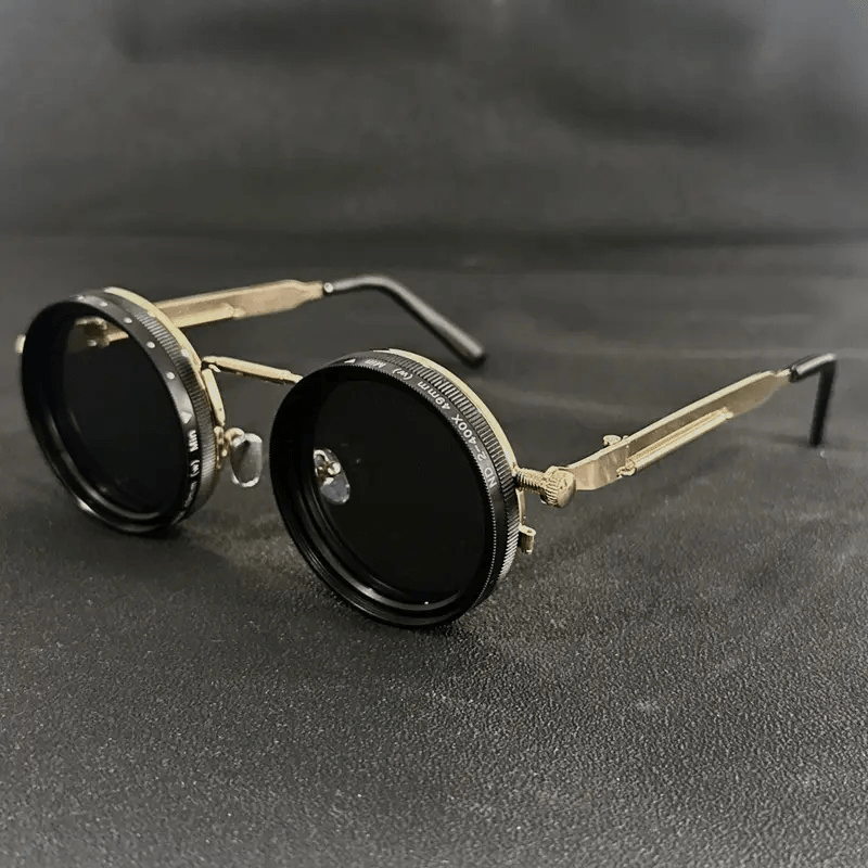 1 Pair of Adjustable ND, Steampunk Rotating Lens Glasses, Mechanical Style Frame (Black/ Gray/ Golden), Unisex, Retro Fashion Accessory, High-Quality Lenses, Adjustable Brightness, Durable Material, Suitable for Driving And
