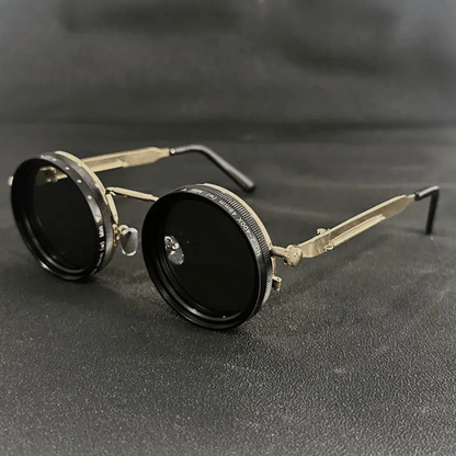 Steampunk Rotating Lens Glasses - Adjustable ND Mechanical Style Frame for Men Women, Cyberpunk Retro Sunglasses with Variable Brightness Lenses for Driving Outdoor, Unisex Fashion Eyewear
