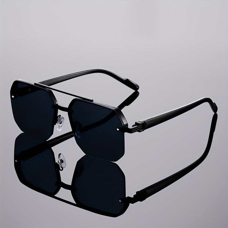Semi-Rimless Glasses for Women Men - Vintage Half Frame Fashion Eyewear, Lightweight Polycarbonate with Metal Hinge, Retro Aesthetic for Driving Party Daily Wear