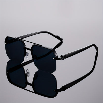 Semi-Rimless Glasses for Women Men - Vintage Half Frame Fashion Eyewear, Lightweight Polycarbonate with Metal Hinge, Retro Aesthetic for Driving Party Daily Wear