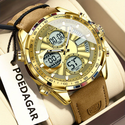 POEDAGAR Men's Analog-Digital Sport Watch — Quartz, Waterproof, Alarm, Calendar | 8 Colors