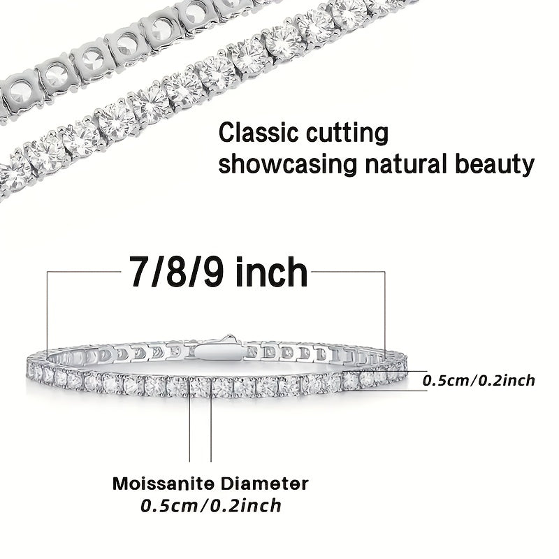 Moissanite Tennis Bracelet 925 Sterling Silver Diamond Alternative Luxury Women 5mm Shiny Faceted Cut Birthstone Bracelet Party Date Gift 7 8 9 Inch