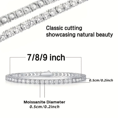 Moissanite Tennis Bracelet 925 Sterling Silver Diamond Alternative Luxury Women 5mm Shiny Faceted Cut Birthstone Bracelet Party Date Gift 7 8 9 Inch