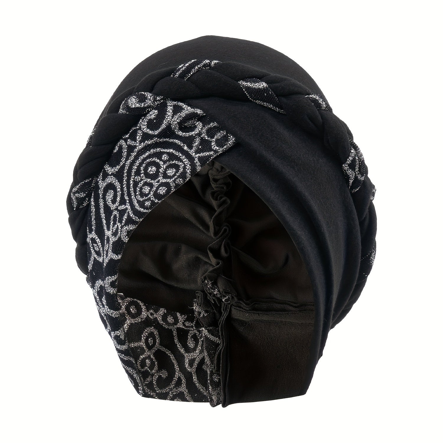 Classic Turban Hat with Braided Design, Lace Stitching Decorated Solid Color Beanies Hats for Women, Perfect for Ramadan, Chemo, or Casual Attire