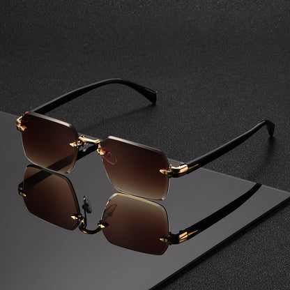Metal Gradient Sunglasses for Men – HD Cut-Edge Lenses Light Luxury Street Style Eyewear, Unisex Fashion Shades in Green & Grey, Perfect Birthday Gift Idea
