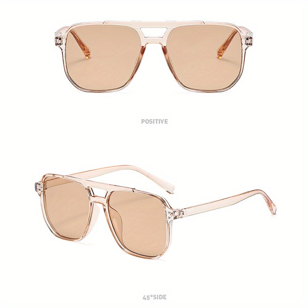 3pcs Fashionable Rectangular Plastic Glasses for Women with Leopard Print Detail, Dual Bridge Design, Reflective Lens, PC Material, Ideal for Daily Wear, Summer Festival, Birthday Gift, Mothers Day Gift