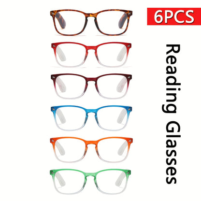 Reading Glasses 6 Pack Oval Full Frame Anti-Glare PC Lenses Minimalist Fashion Readers Seniors Men Women Office Book Use Strengths +1.0 to +4.0 Gift Set