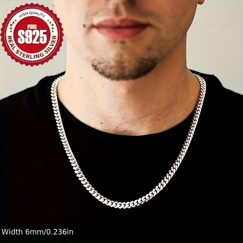 925 Sterling Silver Cuban Link Chain Necklace - Silver Tone 4mm & 6mm Width for Men & Women, Unisex Slim Cuban Chain, 18 to 24 Inch, Fashion Jewelry Gift