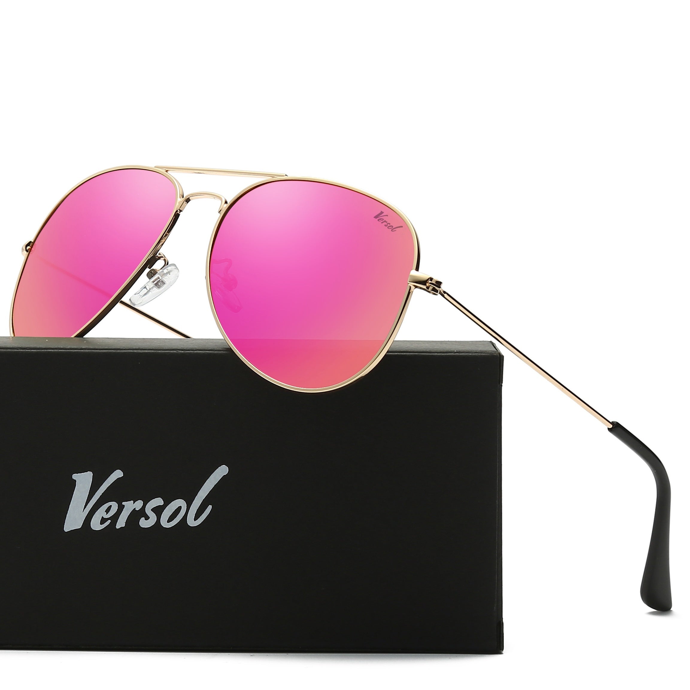 Versol Classic Pilot Sunglasses for Men & Women - Polarized Mirrored Protection, Lightweight Oversized Frame (>139mm), Large Square Lens, Stylish Aviation Design for Driving, Flying, Outdoor Activities - Unisex Pilot Sunglasses