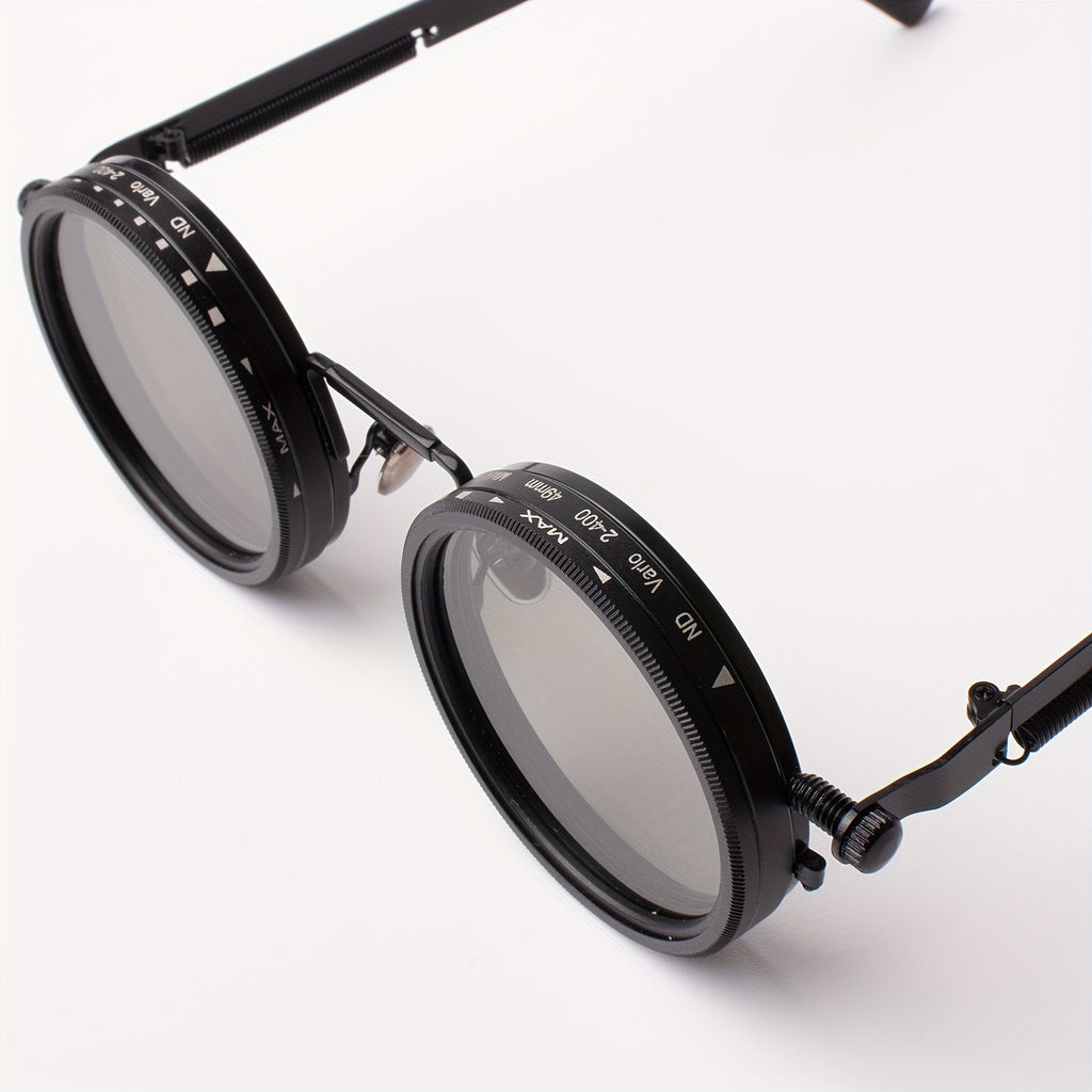 Industrial Punk Style Rotating Dimming Fashion Glasses, Spring Temple, Rotating Dimming, Flexible Adaptation to a Variety of Scenes, High Fashion