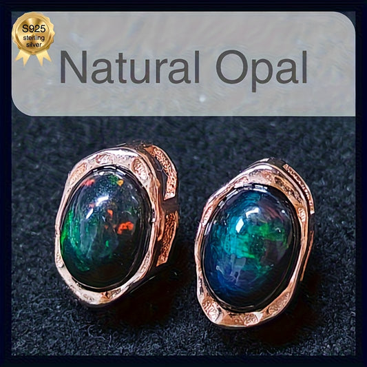 Natural White Opal Earrings S925 925 Sterling Silver Inlaid Main Stone Father'S Day, Christmas, Halloween Gifts Various Styles of Gift Boxes for Free, Without Battery