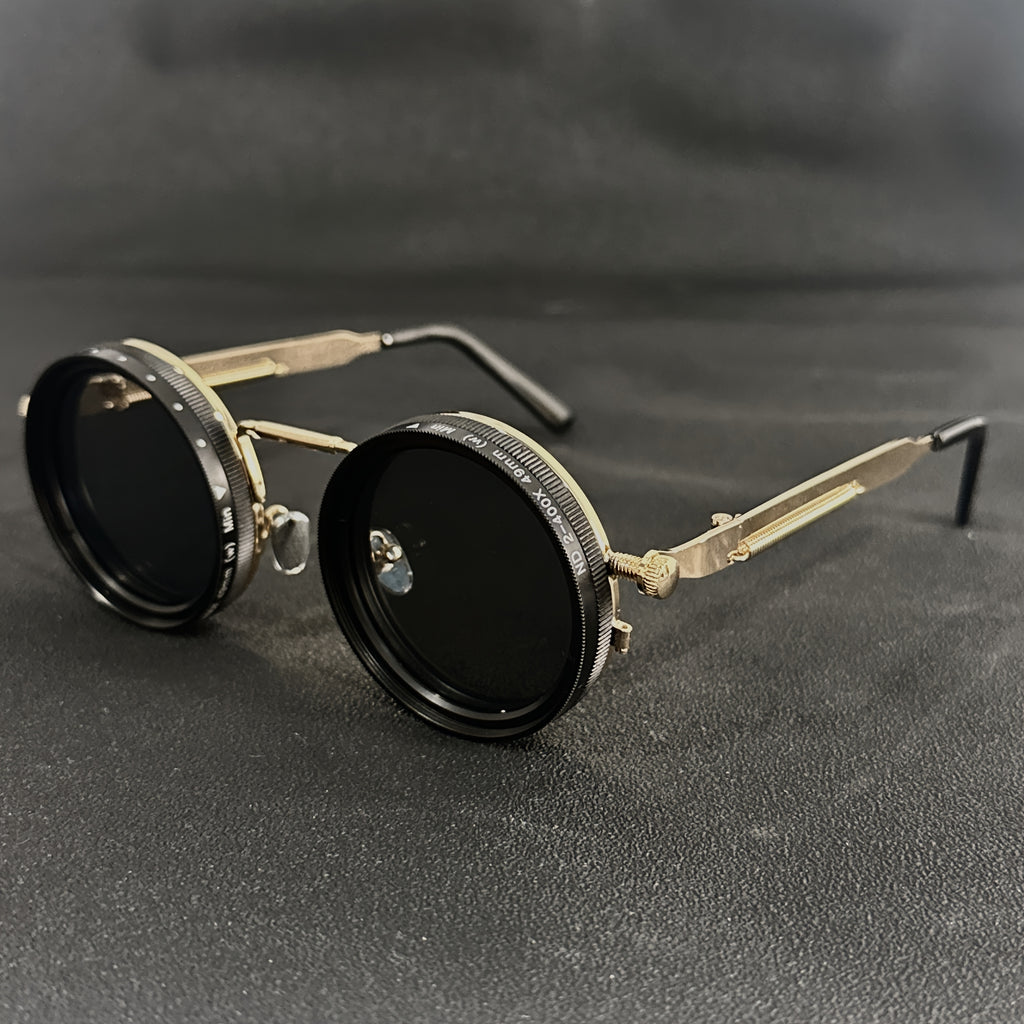 Men'S Vintage Steampunk Spin Fashion Glasses - Adjustable Brightness, Alloy Frames and Black/Grey Gradually changing Lenses, Interchangeable Lens System for Parties, Casual Wear - Bohemian Eyewear Accessories (Not Glasses), Without Battery