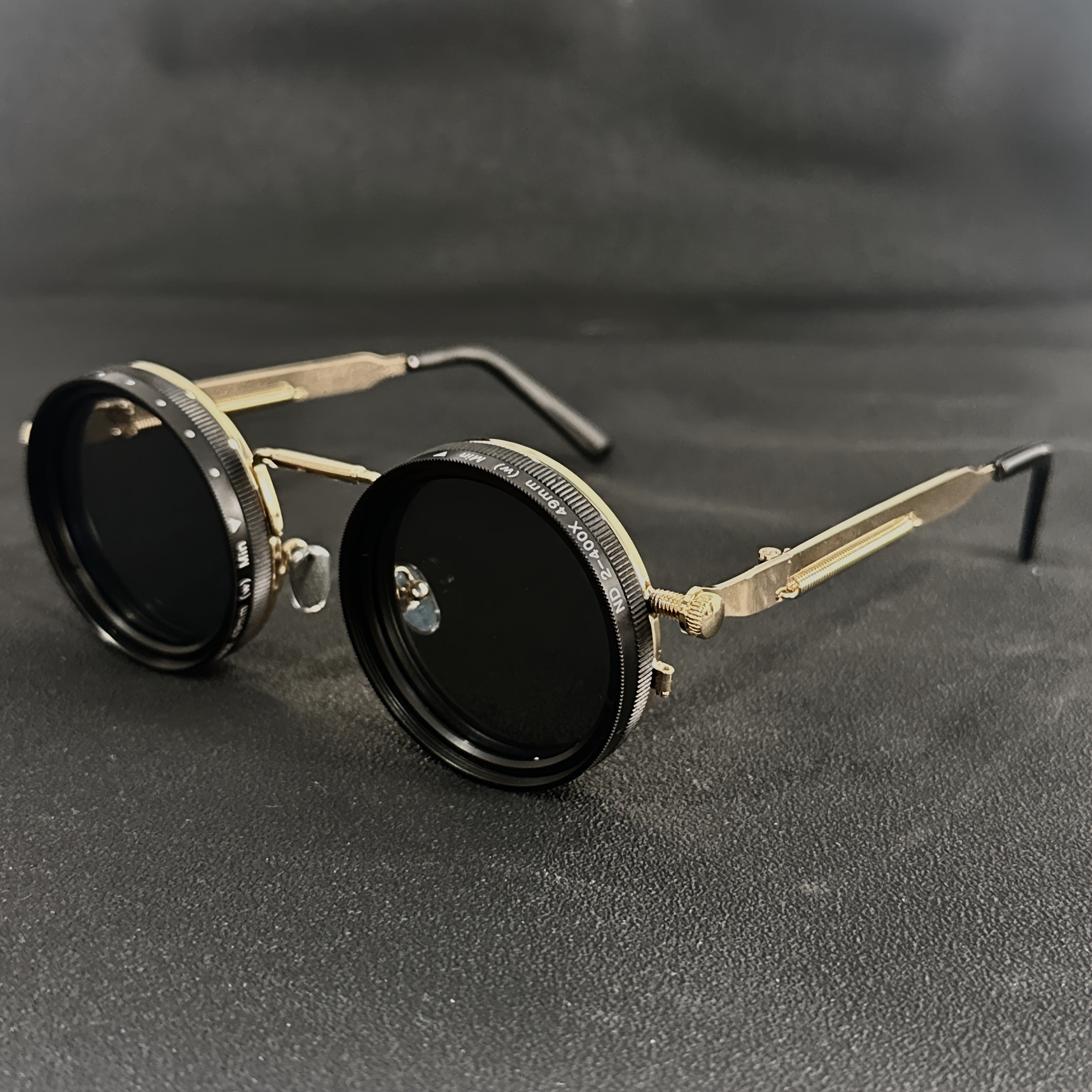 Men'S Vintage Steampunk Spin Fashion Glasses - Adjustable Brightness, Alloy Frames and Black/Grey Gradually changing Lenses, Interchangeable Lens System for Parties, Casual Wear - Bohemian Eyewear Accessories (Not Glasses), Without Battery