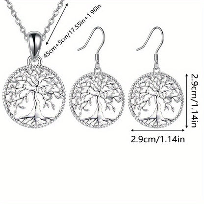 925 Sterling Silver Christmas Tree Jewelry Set 3 Pieces – Shining Tree Earrings & Necklace for Women, Elegant Holiday Party Gift Jewelry