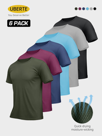 6pcs Men's Moisture Wicking T Shirts Short Sleeved Crew Neck Design Lightweight – view 10