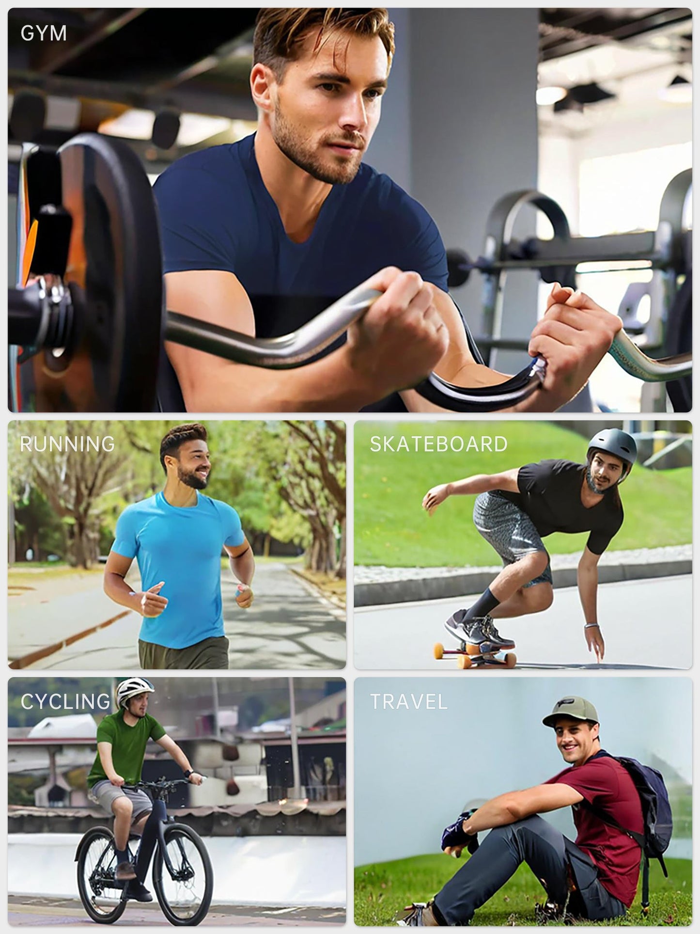 6pcs Men's Moisture Wicking T Shirts Short Sleeved Crew Neck Design Lightweight – view 12