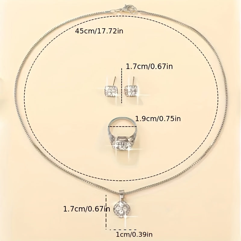 Elegant Set Of S925 Sterling Silver Pendant Necklace, Earrings, And Ring Designed for Men.