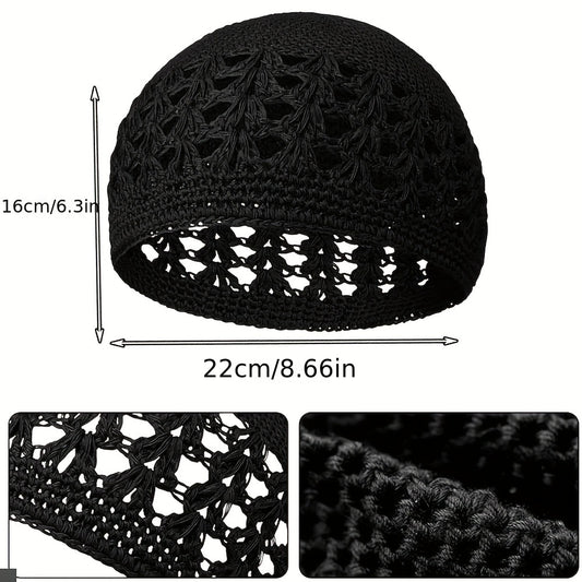 Set of 4 Unisex Beanie Caps Featuring a Thick Knit Design with a Hollowed-Out Wheat Ear Pattern, Made from Acrylic Material. These Skullies And Beanies Come in a Preppy Style with Solid Colors And Slight Stretch, Filled with Fiber for Added Warmth