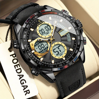 POEDAGAR Men's Analog-Digital Sport Watch — Quartz, Waterproof, Alarm, Calendar | 8 Colors