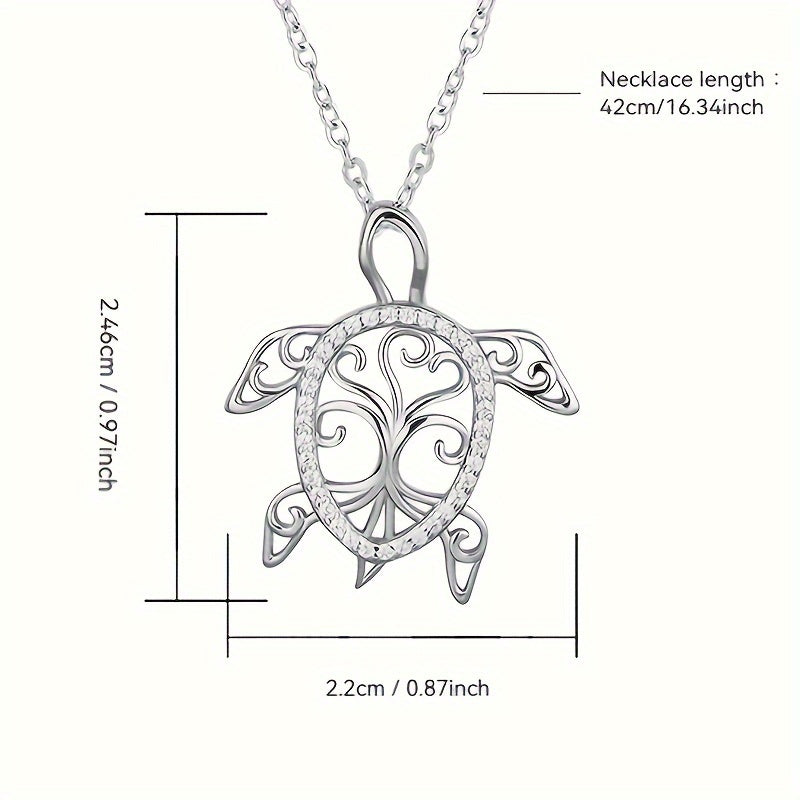 925Sterling Silver Sea Turtle Necklace - Tree of Life, Beachy, Perfect Gift for Mom, Ocean Lover (Holiday, Valentine's Day, Anniversary)
