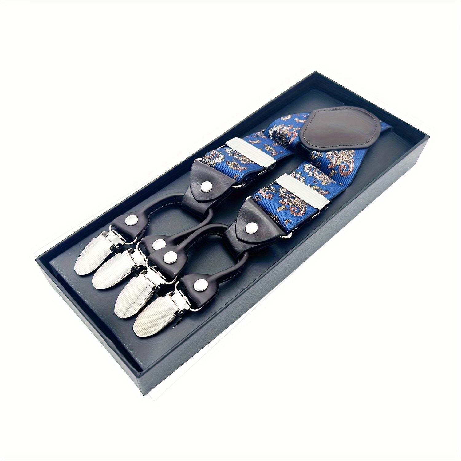 Men'S Y-Back Suspenders Featuring 6 Metal Clips for Added Security, Adjustable Elastic Design, Perfect for Trousers, And an Excellent Gift Option