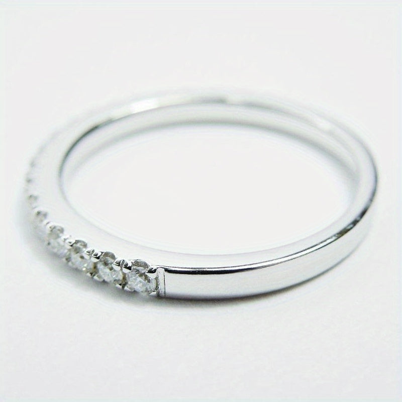 Moissanite Wedding Band 925 Sterling Silver 0.1 Carat Round Cut Ring Elegant Shining Engagement Ring for Women Size 5 6 7 8 9 10