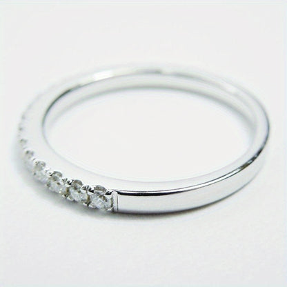 Moissanite Wedding Band 925 Sterling Silver 0.1 Carat Round Cut Ring Elegant Shining Engagement Ring for Women Size 5 6 7 8 9 10