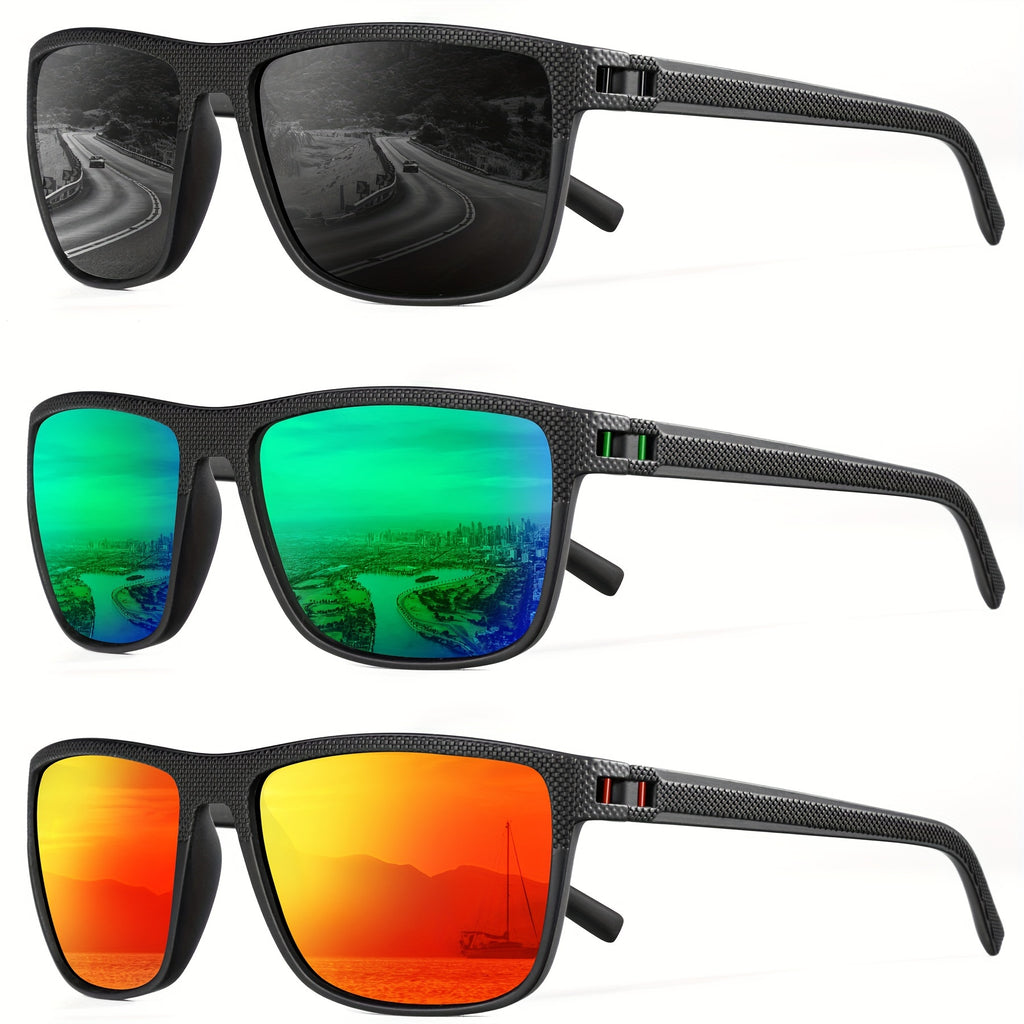 [3 PACK] Polarized Men's And Women's Fashion Glasses, Lightweight Classic Square Men's Sports Fashion Glasses Daily Sports Accessories Suitable for Golf Running Fishing Birthday Gift Holiday Preferences