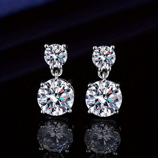 [Christmas Valentine's Day] 5Carats Moissanite Stud Earrings for Women, 925 Sterling Silver Drop Earrings, Fine Jewelry Gifts for Women Men, Christmas Gifts for Ladies Mother Father, Valentine's Day Gifts for Women Men