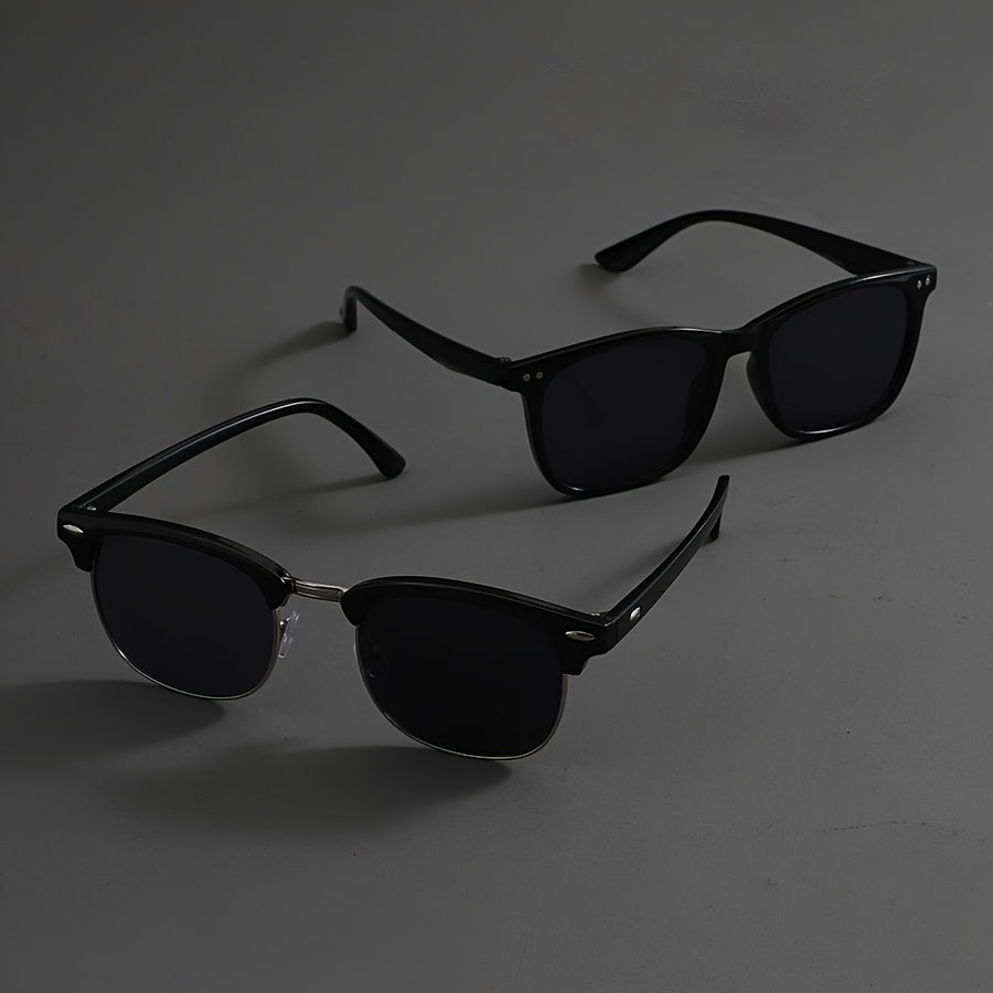 2 Pairs of Fashionable Square Glasses, Lightweight and Comfortable, Unisex, Suitable for Daily Life and Party Decorative Glasses