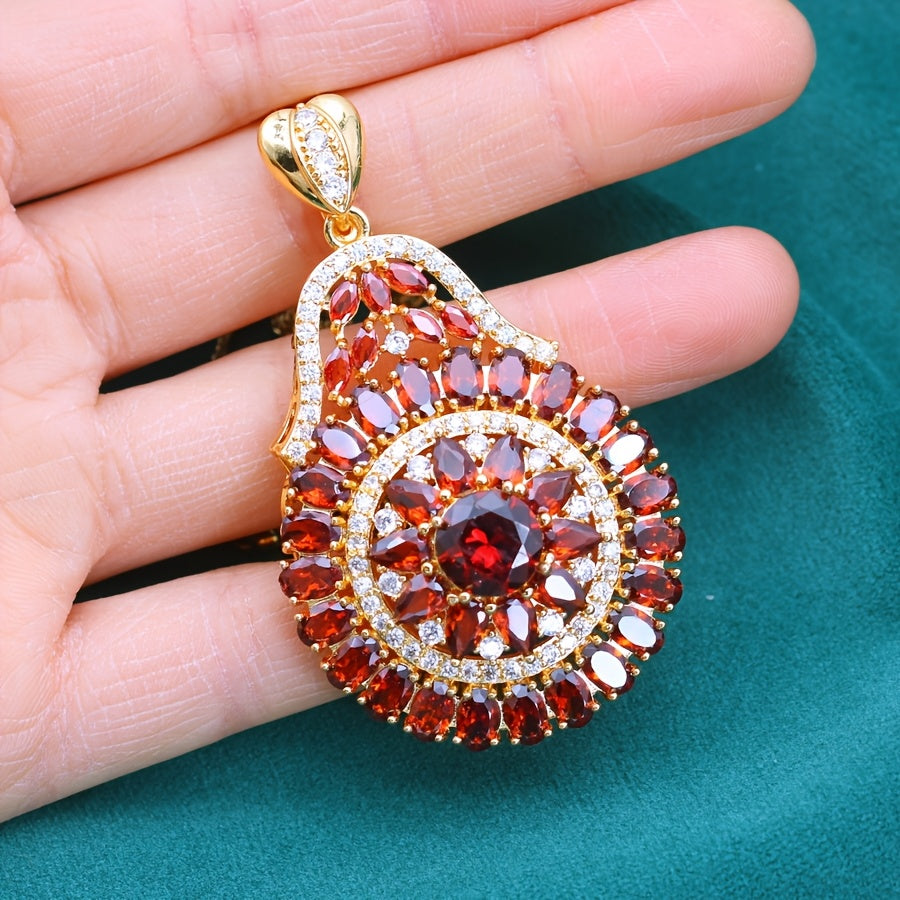 Elegant Retro Bohemian Style Cubic Zirconia Pendant - 18K Gold-Plated Pendant Necklace - Luxurious Creative Design - Perfect for Weddings And Valentine'S Day Gift
