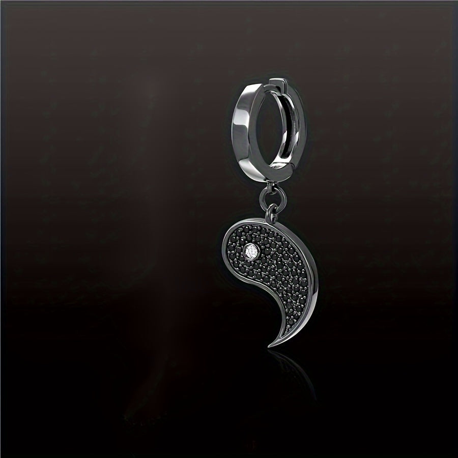 1 Pair Yin Yang Tai Chi 304 Stainless Steel Rhinestones Earrings for Men - Funky Street Style Unisex Jewelry, Symbolic Balance Design, Birthday & Friendship Gifts for Him/Her, Gift Box Included, Fashion Accessory, Intricate Detailing