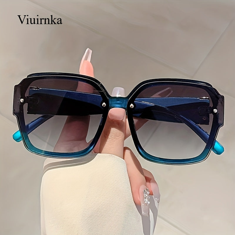 Women's Studded Geometric Fashion Glasses - Emerald UV400pcs Lenses with Lightweight Frame - Fashion Statement for Beach/Vacation/Travel - Includes Protection Case, Versatile Daily Accessory
