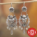 2pcs S925 Sterling Silver Fashionable And Unique Retro Trendy Design Bohemian Style Earrings, Ethnic Bohemian Earrings, Valentine'S Day And New Year Additions for 2025, The Perfect Gift for Family And Friends