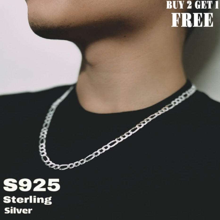 925 Silver Figaro Chain Necklace 6mm - Genuine Sterling Silver Unisex Necklace for Men & Women, 22 to 24 Inch, Fashionable Versatile Jewelry, Gift Box Included