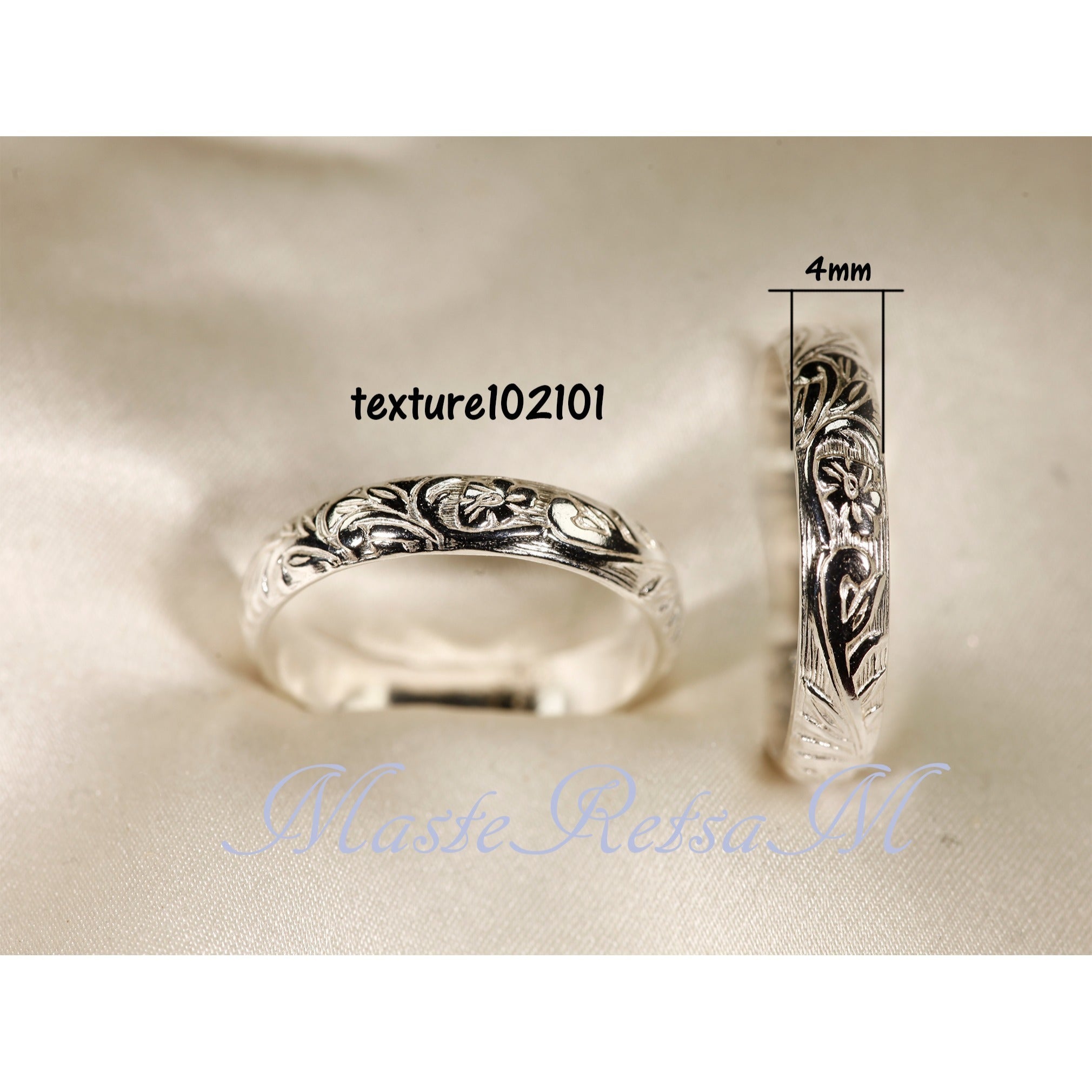 2101 MASTERETSAM 925 Sterling Silver Pattern Floral Ring, Handmade Sterling Silver Ring, Vintage Style Sterling Silver Ring for Men and Women ( U.S. Standard Sizes)