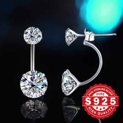S925 Sterling Silver Elegant Earrings for Women - Delicate Luxury Silver Stud Earrings, Low Allergy Party Festival Jewelry, Christmas Birthday Holiday Gift for Her