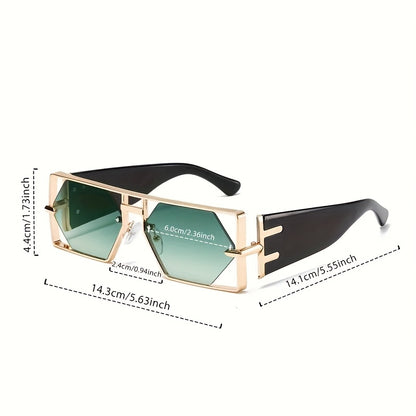 Oversized Square Sunglasses UV400 Hollow Metal Frame - PC Lens Trendy Exaggerated Fashion Eyewear Women Men Beach Vacation Travel 4 Colors