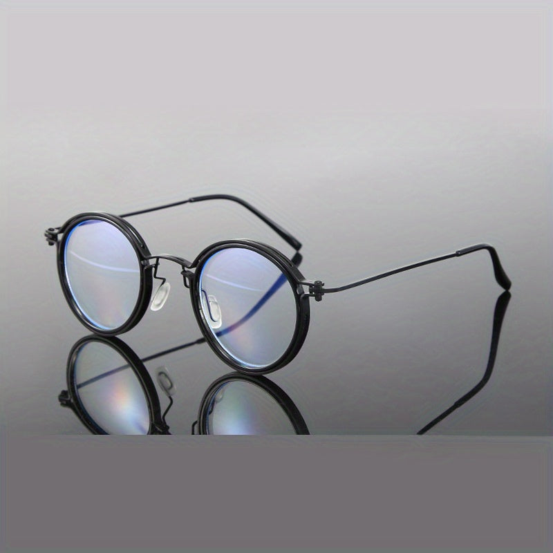 A Set of Retro Black Circular Metal Reading Spectacles, High-Definition Lenses with a Case, Unisex Traditional Metal Design, Available in +1.00 to +4.00 Diopters, Glare-Reducing Lenses, Protection for Computer Use, Without Battery