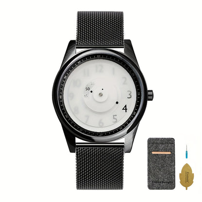 Pointerless Watch Unisex | Avant-Garde LED Digital Fashion Wristwatch, Unique No-Hand Timepiece for Men & Women, Minimalist Contemporary Design in Black & White
