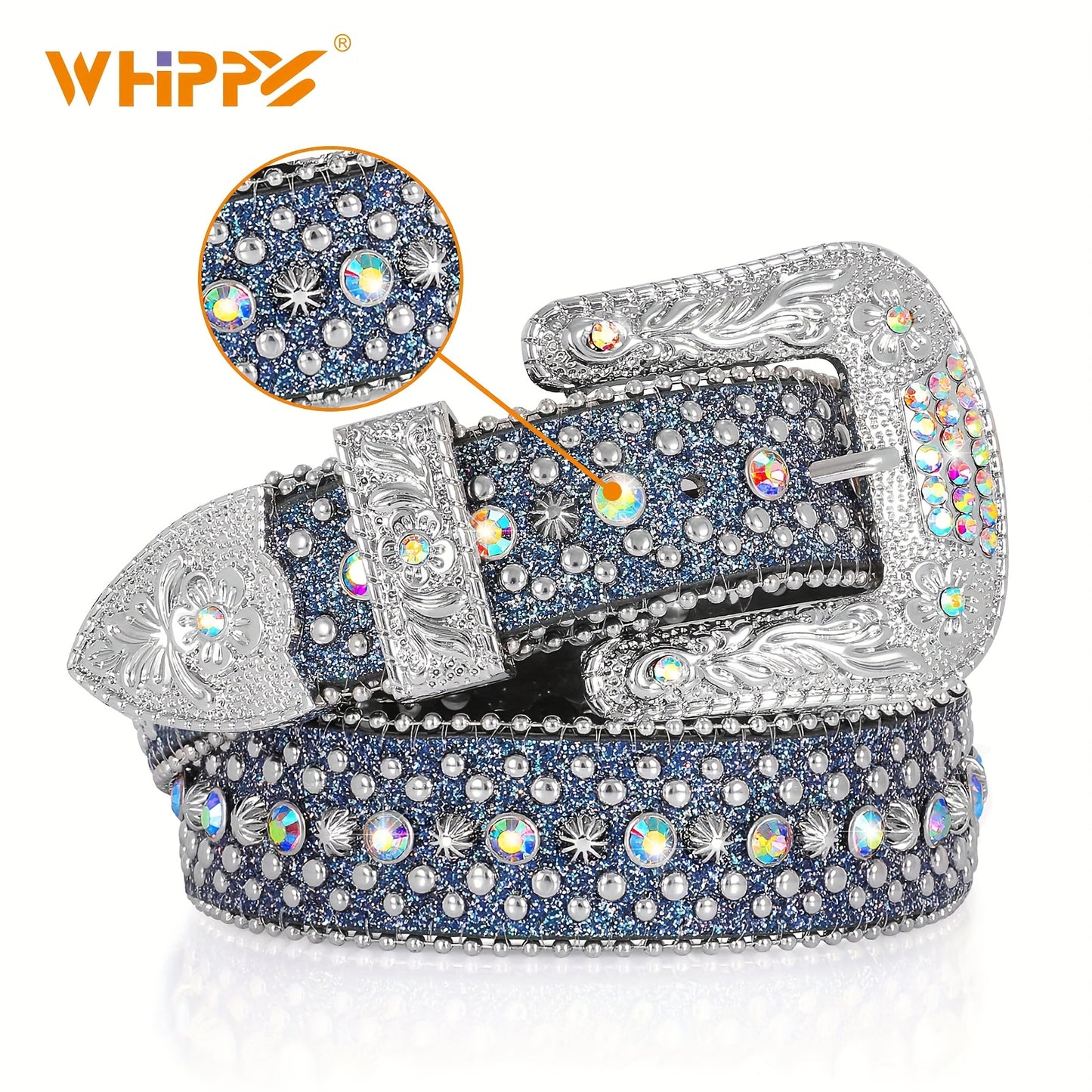 Rhinestone Body Chain Belt for Women Men - Sparkling Bling Waist Chain, Vegan Leather Adjustable Strap, Western Cowgirl Style, Party Festival Gift