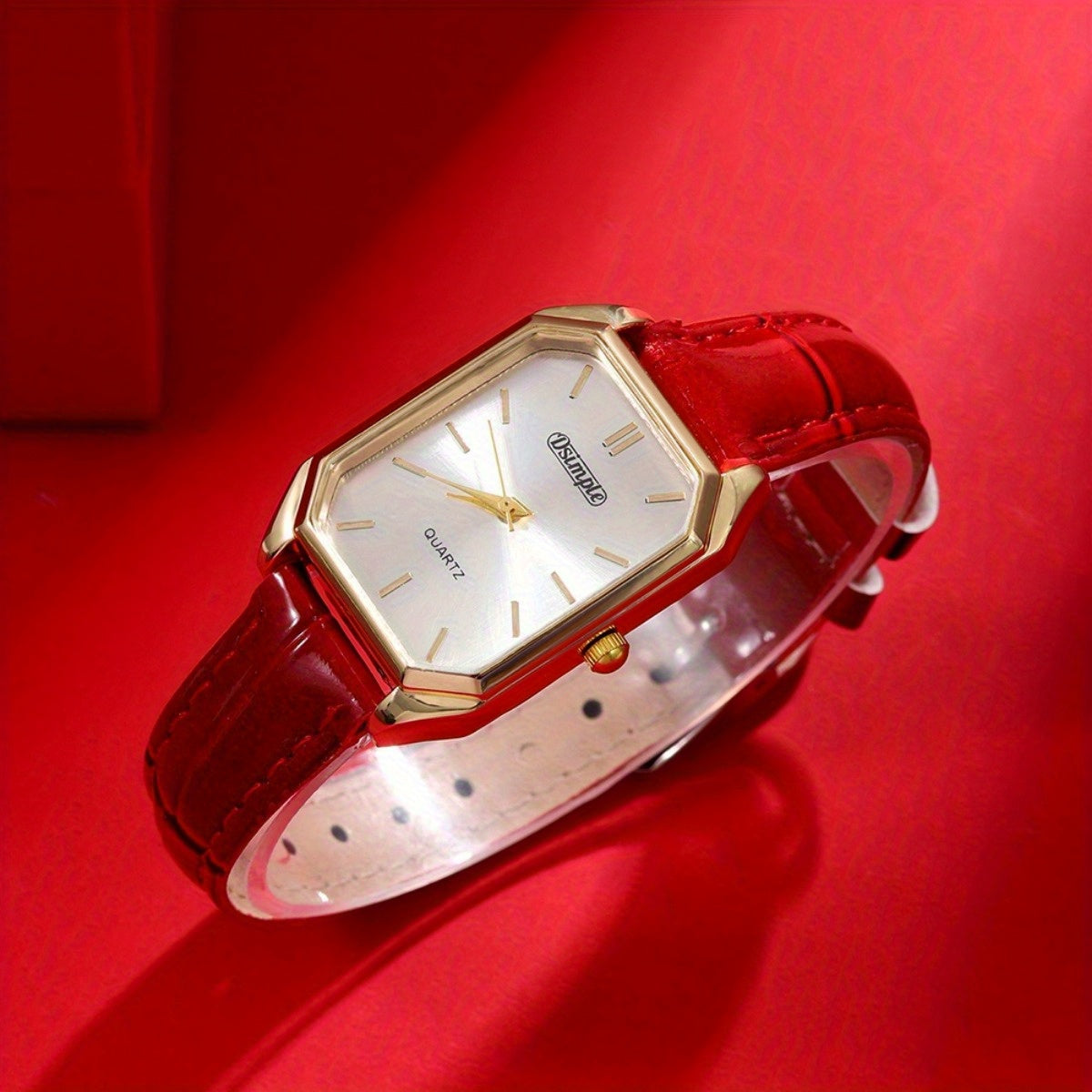 6pcs/ set Elegant Minimalist watches for women, Quartz women'S watches, Square Dial ladies watches with Heart Pendant Necklace, Bracelet, Earrings, Ring, Best Choice for Women'S Gift, Suitable for All Occasions and Gifts, reloj de mujer.