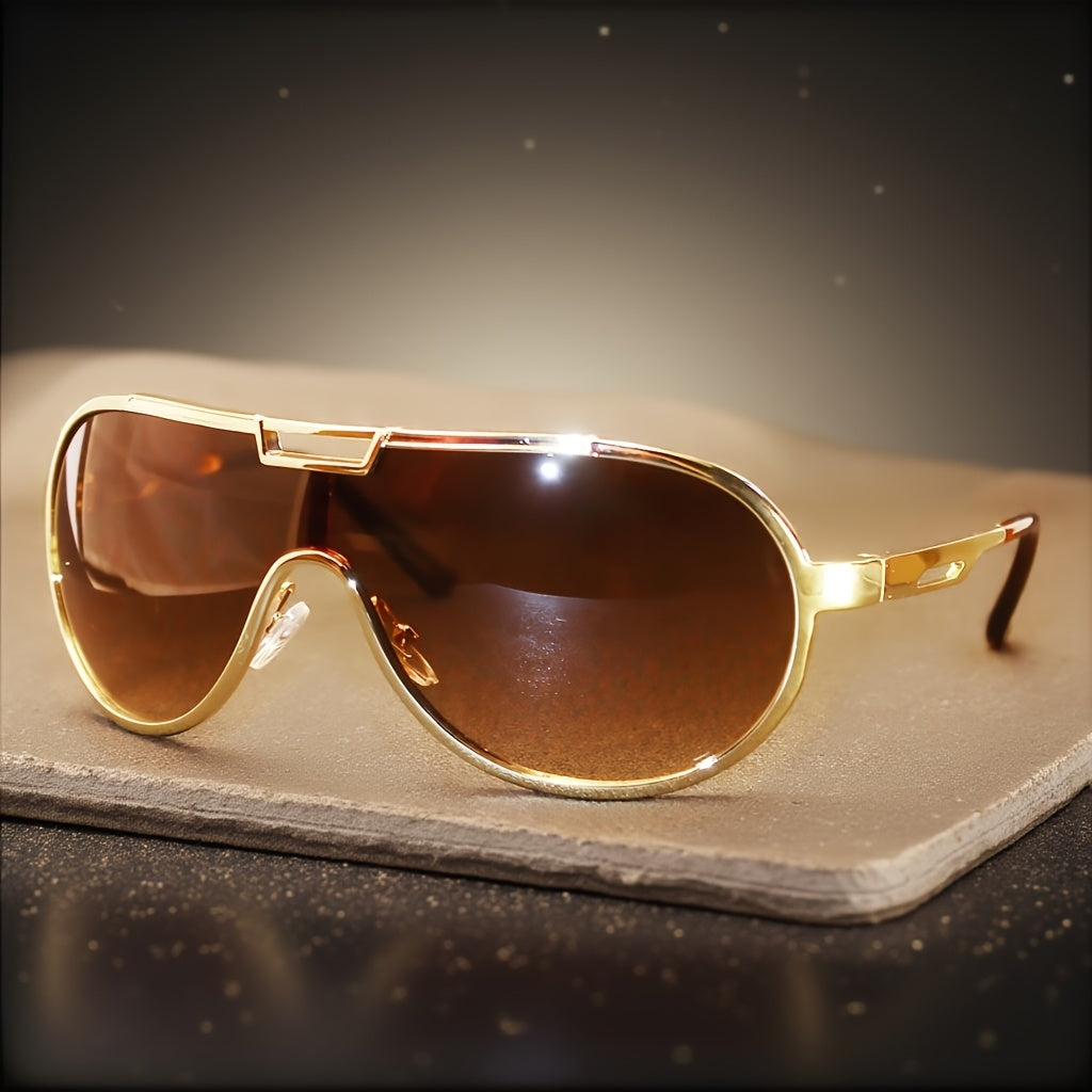 Unisex Retro Sunglasses - Oversized Vintage Frame, Protection, Metal Hinges & Anti-Glare Lenses, Includes Case - Streetwear Fashion Accessories for Men & Women, Trendy Eyewear