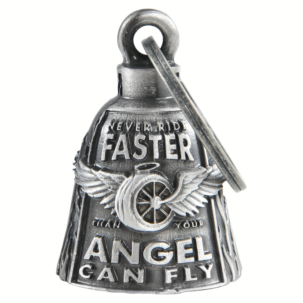 Cremlin/Cuardianbell, Wheel with Wings Motorcycle Bell, Motorcycle Key Chain for Bikers Women Men W/Hanger Biker, Bell for Riders, Good Luck Riding Bell SpiritBell Moto Accessories
